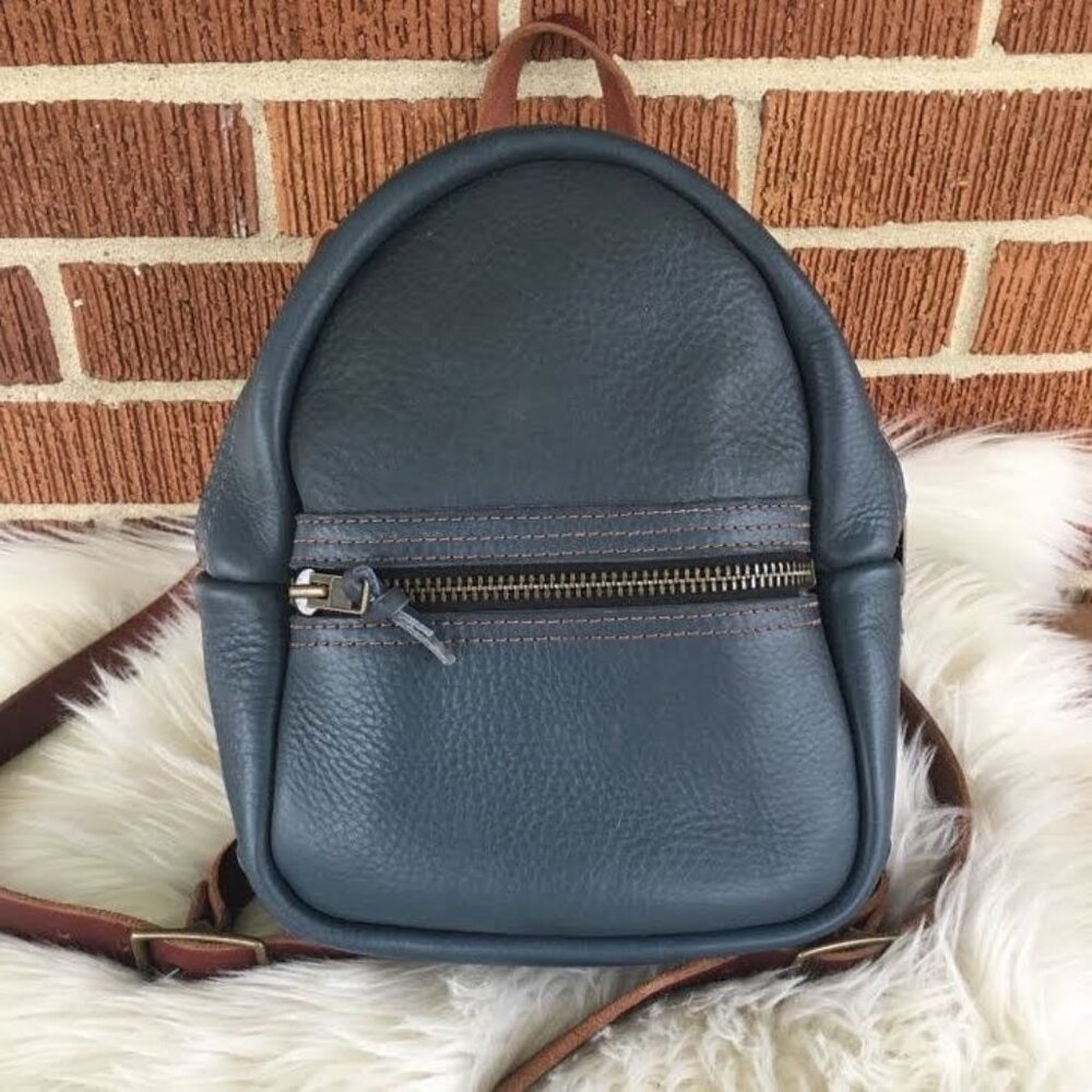 Go Forth Blue Leather Backpack